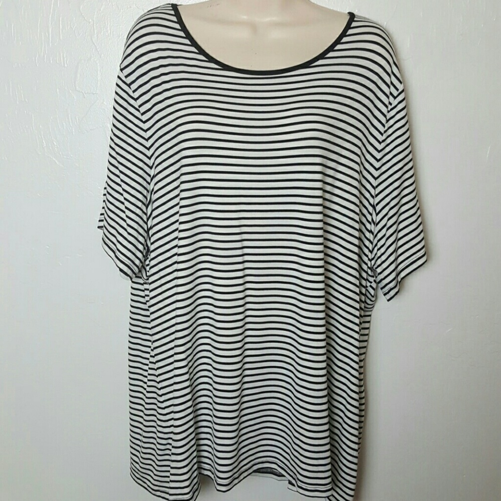 Cable & Gauge top tunic short sleeve stripes women size 3x - Picture 2 of 7